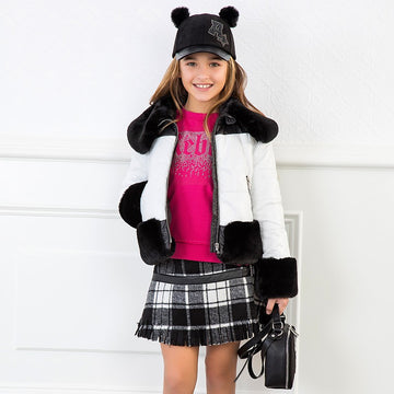 Girl's Checked Skirt with Fringe Mayoral 7912-54 Black