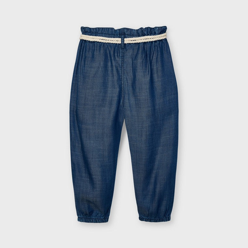 Girls' loose trousers with belt Mayoral 3552-48 Navy blue
